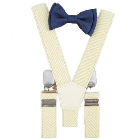 Bretele si curele - Set doua piese bretele si papion pentru baieti Topgal 090215N, Crem