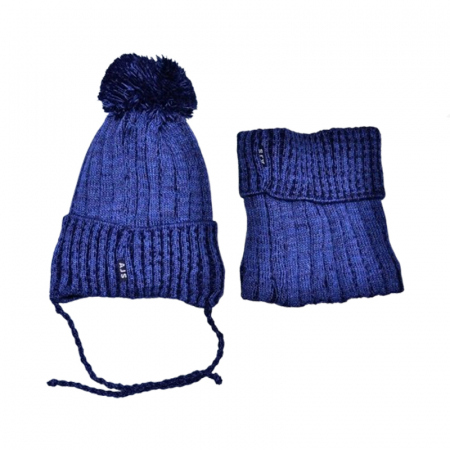 Set doua piese caciula si fular pentru baieti Mini Junior 46-438, Albastru [5]