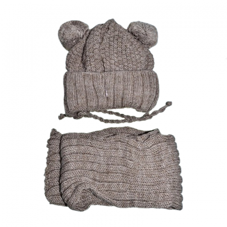 Set doua piese caciula si fular pentru baieti Mini Junior 48-312-A, Maro [1]