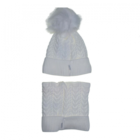 Set doua piese caciula si fular pentru copii Mini Junior 44-453, Alb [1]