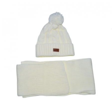 Set doua piese caciula si fular pentru copii Mini Junior CLA-MJ21, Crem [0]