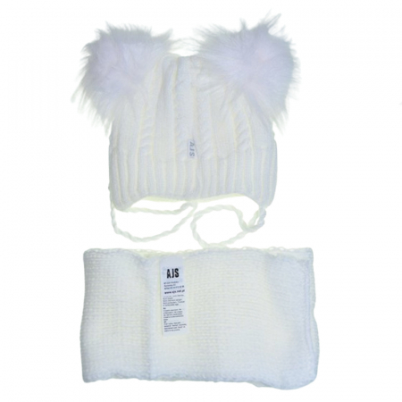 Set doua piese caciula si fular pentru fete Mini Junior 46-401, Alb [1]