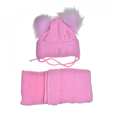 Set doua piese caciula si fular pentru fete Mini Junior 46-406, Roz [1]