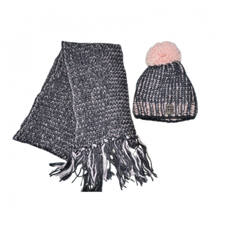Caciuli fete - Set doua piese caciula si fular pentru fete Mini Junior 42-565, Negru