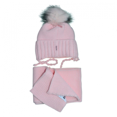 Set doua piese caciula si fular pentru fete Mini Junior 46-405, Roz [1]