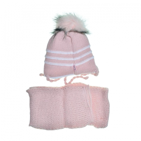 Set doua piese caciula si fular pentru fete Mini Junior 46-408, Coral [1]