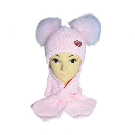 Set doua piese caciula si fular pentru fete Mini Junior 46-421, Roz [3]