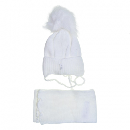Set doua piese caciula si fular pentru fete Mini Junior 48-302-A, Alb [1]