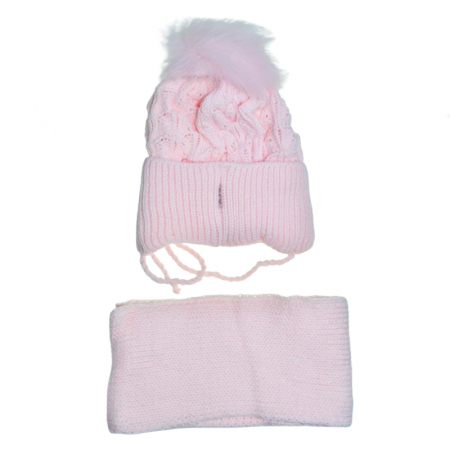 Set doua piese caciula si fular pentru fete Mini Junior 48-310-A, Roz [1]