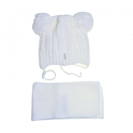 Set doua piese caciula si fular pentru fete Mini Junior 48-309-A, Alb [1]