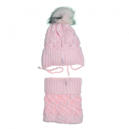 Set doua piese caciula si fular pentru fete Mini Junior 46-447, Roz [1]