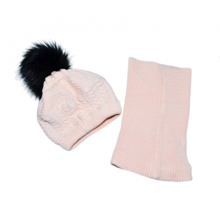 Set doua piese caciula si fular pentru fete Mini Junior 48-355-A, Roz [1]
