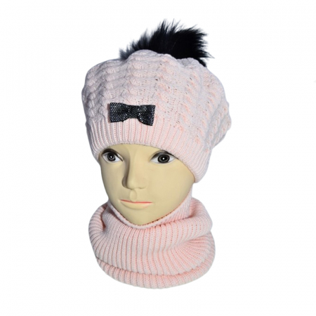Set doua piese caciula si fular pentru fete Mini Junior 48-355-A, Roz [3]