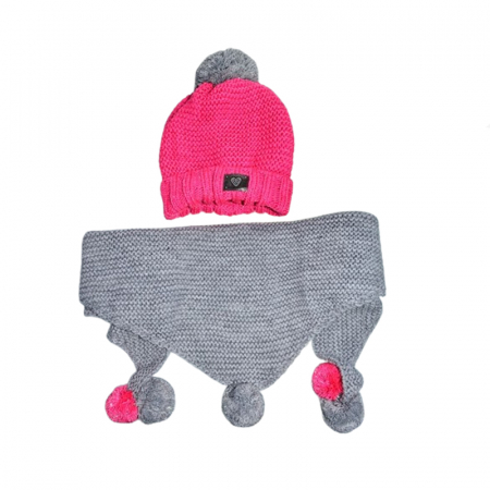 Caciuli fete - Set doua piese caciula si fular tip esarfa pentru fete Mini Junior 42-506, Multicolor
