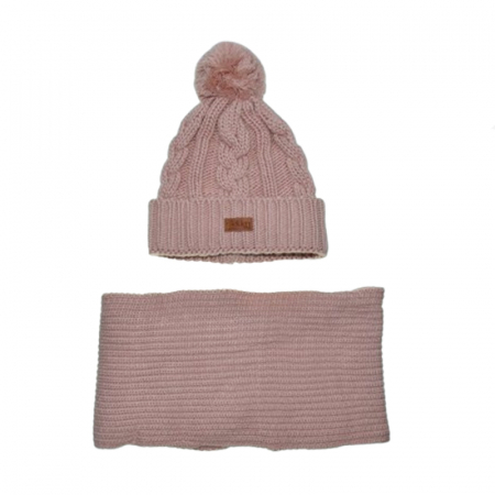 Caciuli fete - Set doua piese caciula si fular pentru fete Mini Junior CLA-MJ22, Roz