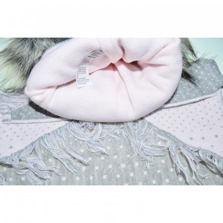 Set doua piese caciula si fular tip esarfa pentru fete Mini Junior 44-459, Roz [2]
