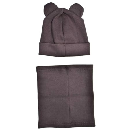 Set 2 piese caciula si guler, pentru baieti, Mini Junior C3010M-46, Maro [2]