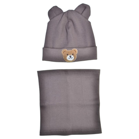 Set 2 piese caciula si guler, pentru baieti, Mini Junior C3010M-46, Maro [1]