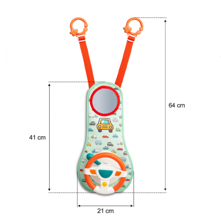 Set Interactiv volan cu sunete, lumini si oglinda, de agatat in masina Toyz HE0623, Multicolor [6]