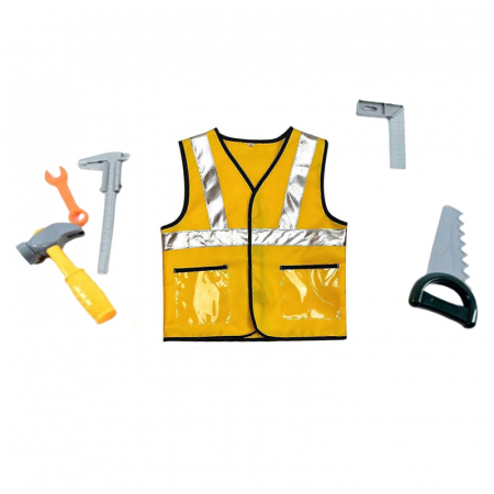 Costume festivitati - Set costum si accesorii constructor pentru copii Midex CST-CT1, Galben