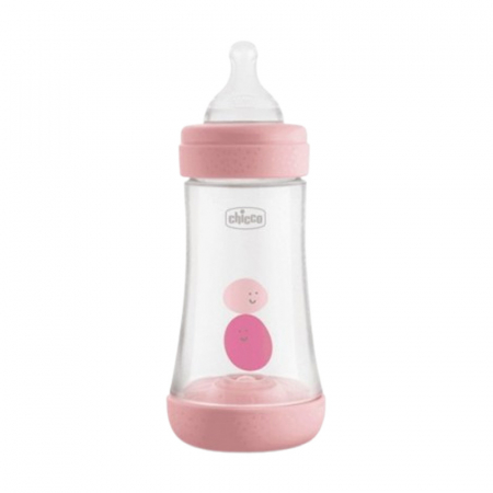 Set lanț, suzetă și biberon din polipropilena cu tetina din silicon 150 ml, Chicco Natural Feeling 122172R, Roz [2]