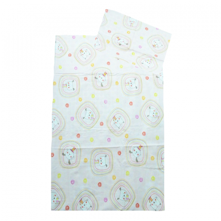 Accesorii camera bebe - Set lenjerie de pat 2 piese 100 x 135 cm pentru fete Blanca F23-1, Multicolor