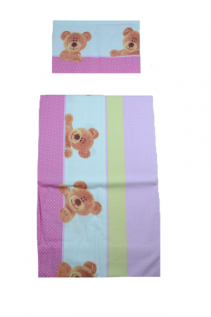 Accesorii camera bebe - Set lenjerie de pat 2 piese 100 x 135 cm pentru copii IKS 2 SLPSB-20, Roz