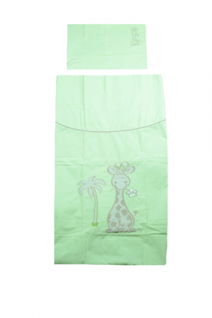 Accesorii camera bebe - Set lenjerie de pat 2 piese 120 x 90 cm pentru copii Semma Kajka SLPSB-16, Verde