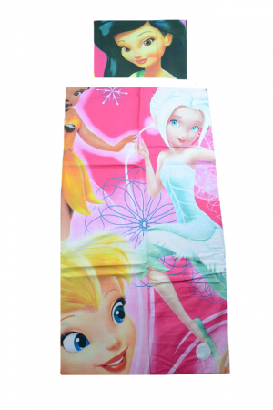 Set lenjerie de pat 2 piese 140 x 200 cm pentru copii Disney Fairies LDF-3, Multicolor [0]