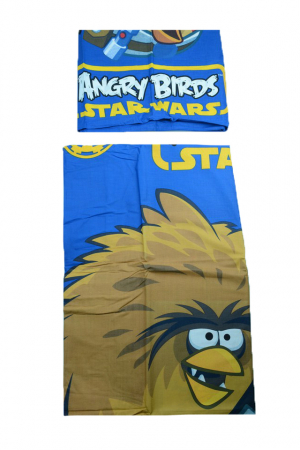 Accesorii camera bebe - Set lenjerie de pat 2 piese 140 x 200 cm pentru copii Mini Junior Angry Birds Star Wars LSW-1