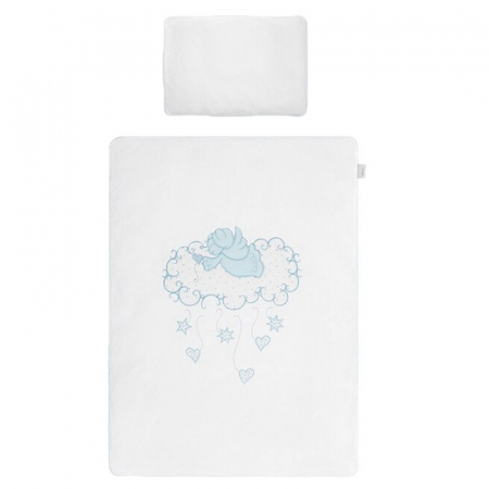 Accesorii camera bebe - Set 2 piese lenjerie de pat pentru copii 135 x 100 cm Aniolek Belisima P02-0143, Alb