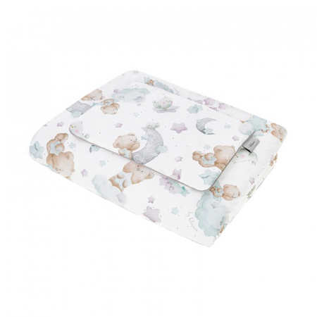 Accesorii camera bebe - Set lenjerie de pat 2 piese 90 x 120 pentru copii Belisima Misiaczek P02-0375, Multicolor