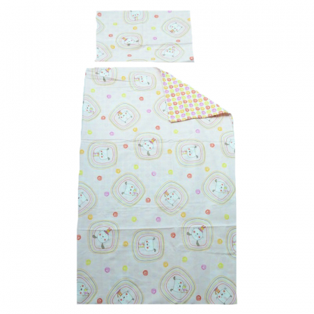 Lenjerii de patut - Set lenjerie de pat 3 piese 100 x 135 cm pentru bebelusi Blanca F23, Multicolor