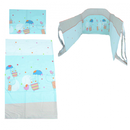 Accesorii camera bebe - Set lenjerie de pat 3 piese 100 x 135 cm pentru copii Mini Junior SLPSB-24