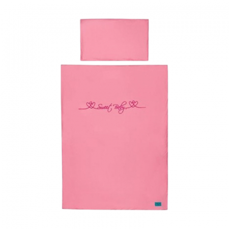 Accesorii camera bebe - Set lenjerie de pat, 2 piese, pentru bebelusi 135 x 100 cm, Malina Belisima P01-426-3, Roz