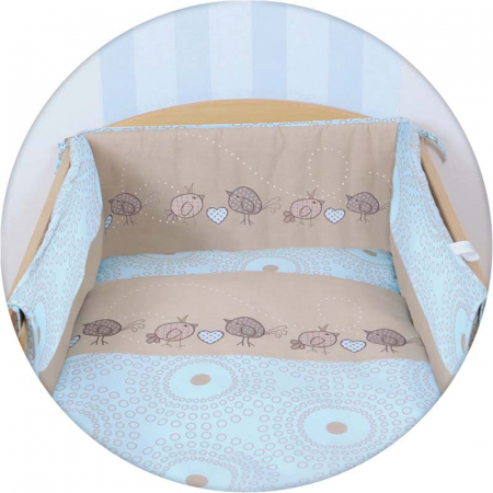 Set lenjerie de pat 3 piese pentru bebelusi Ceba Baby Birdies 800-046-230, Multicolor [1]