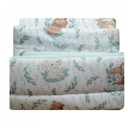 Accesorii camera bebe - Set lenjerie de pat 3 piese pilota, perna si protectie laterala 120 x 90 cm MimiNu 287062, Verde