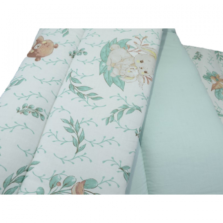 Set lenjerie de pat 3 piese pilota, perna si protectie laterala 120 x 90 cm MimiNu 287062, Verde [1]