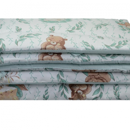 Set lenjerie de pat 3 piese pilota, perna si protectie laterala 120 x 90 cm MimiNu 287062, Verde [2]