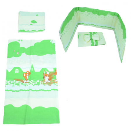 Accesorii camera bebe - Set lenjerie de pat 4 piese 100 x 135 cm pentru copii Ankras SLPSB-25, Multicolor