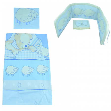 Lenjerii de patut - Set lenjerie de pat 4 piese 100 x 135 cm pentru copii IKS 2 SLPSB-26, Albastru