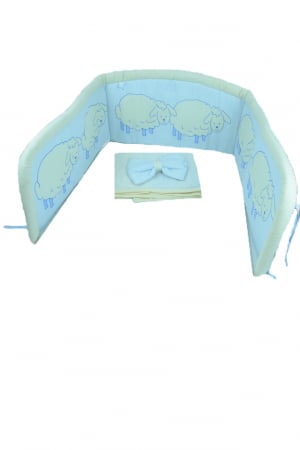 Set lenjerie de pat 4 piese 100 x 135 cm pentru copii IKS 2 SLPSB-26, Albastru [2]