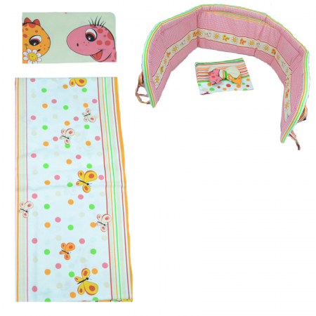 Accesorii camera bebe - Set lenjerie de pat 4 piese 100 x 135 cm pentru copii IKS 2 SLPSB-28, Multicolor
