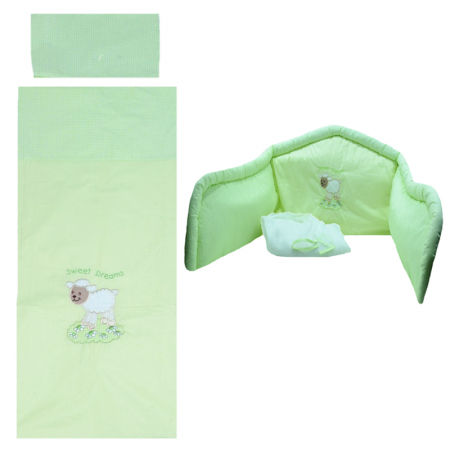 Accesorii camera bebe - Set lenjerie de pat 4 piese 135 x 100 cm pentru bebelusi Ankras SLPSB-13, Multicolor