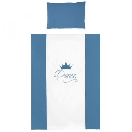 Accesorii camera bebe - Set lenjerie de pat 5 piese 100 x 135 cm pentru baieti Belisima Royal Baby P01-942, Albastru