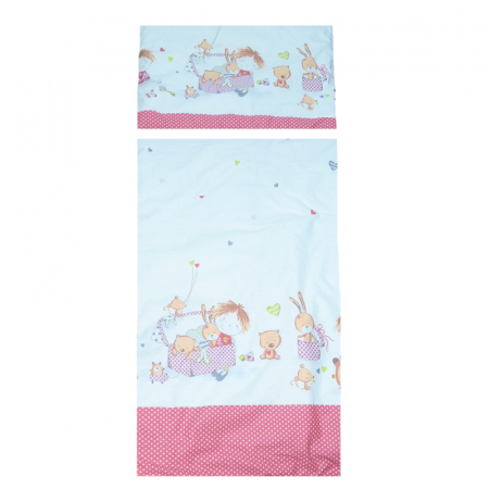 Lenjerii de patut - Set lenjerie de pat 5 piese 100 x 135 cm pentru bebelusi Blanca F96, Multicolor