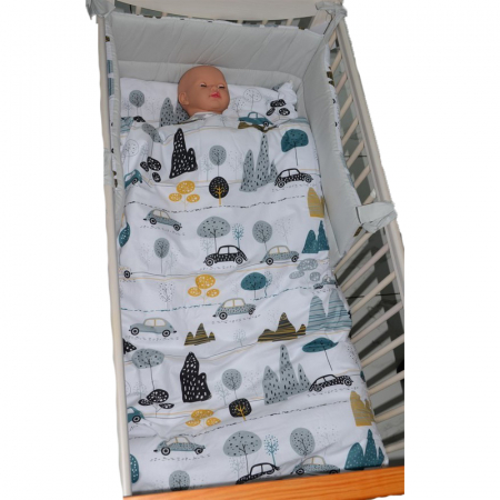Set lenjerie de pat 5 piese 120 x 90 cm pentru bebelusi MimiNu SLMN04, Multicolor [1]