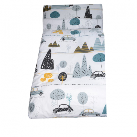 Accesorii camera bebe - Set lenjerie de pat 5 piese 120 x 90 cm pentru bebelusi MimiNu SLMN04, Multicolor