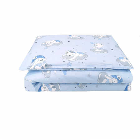 Accesorii camera bebe - Set lenjerie de pat 5 piese 135 x 100 cm MimiNu 146650-1, Albastru