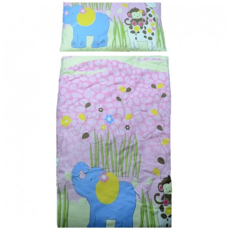 Accesorii camera bebe - Set lenjerie de pat 5 piese 135 x 100 cm pentru bebelusi IKS 2 Jungle LPIJ6-R, Multicolor